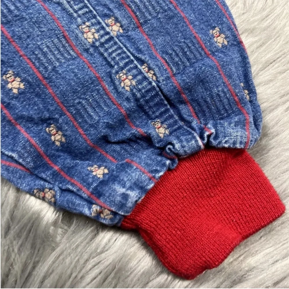 Vintage Made USA Oshkosh Baby Denim Bear Striped Jeans